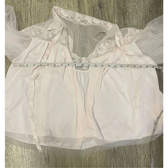 Vanity Fair Light Pink Sheer Vintage Bed Jacket Small Pajamas - Picture 6 of 6